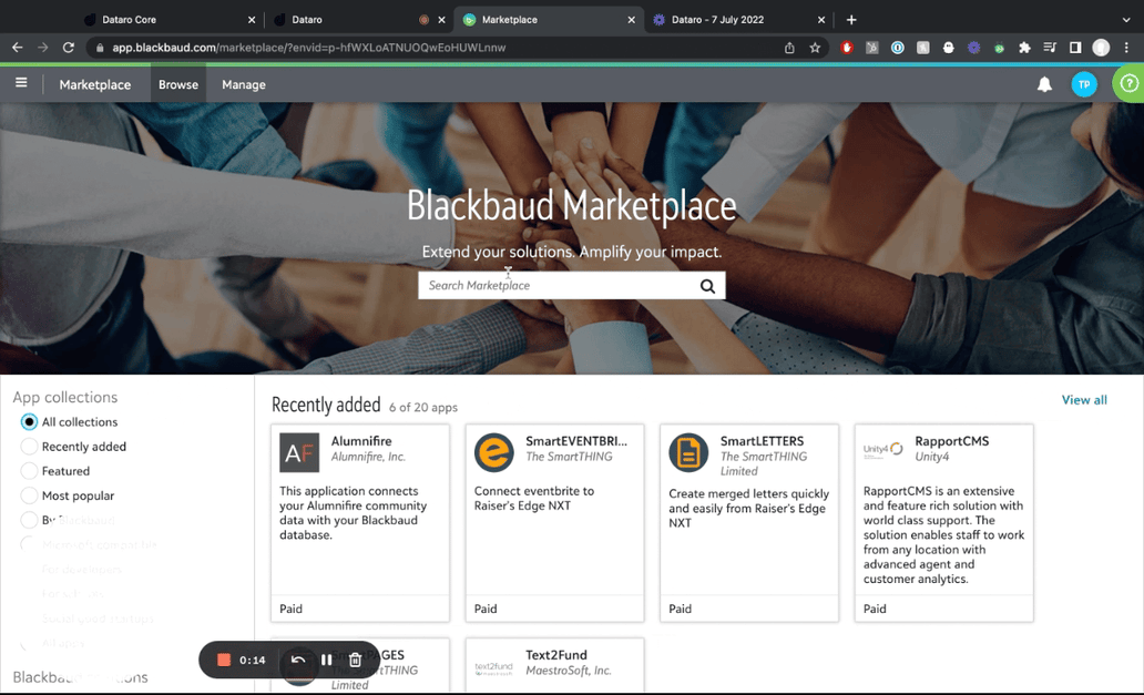 Connect Dataro and Blackbaud Raiser's Edge NXT